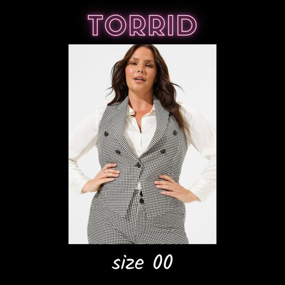 torrid Jackets & Blazers - EUC✨ TORRID size 00 houndstooth vest, Studio Luxe Ponte